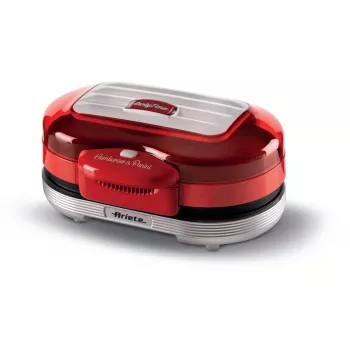 Ariete 205 Hamburger Maker Party Time, stroj na hamburgery, 1200 W, dvojité nepriľnavé platne, 2 priehradky, ľahko čistiteľný, červený