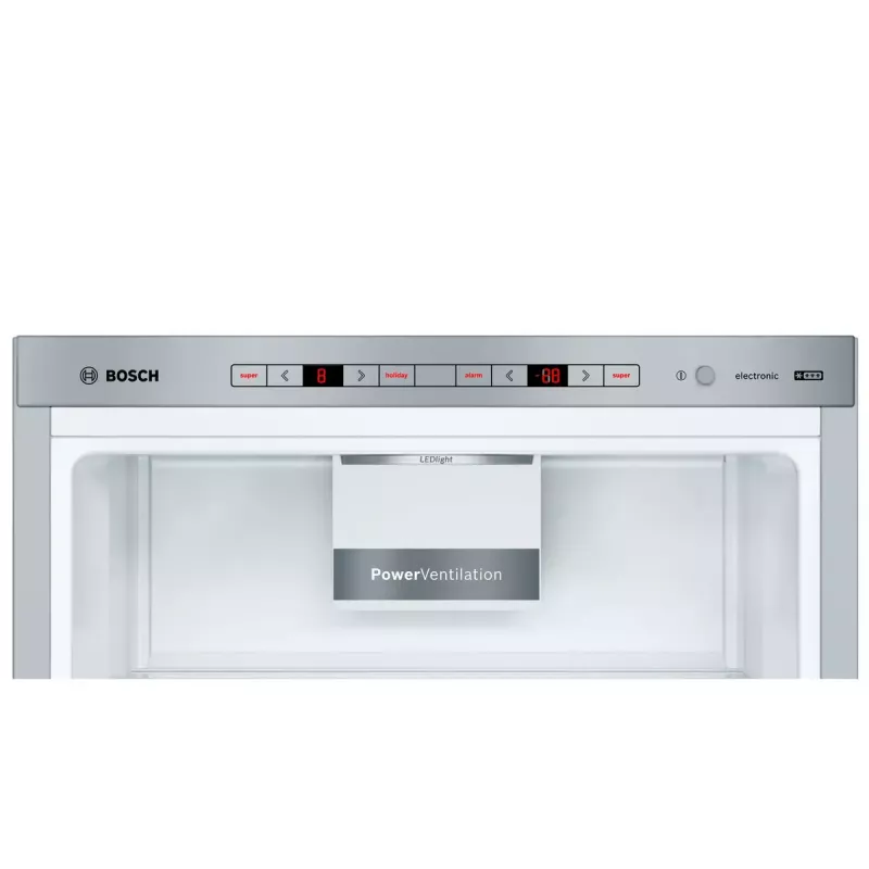 Bosch Serie 6 KGE398IBP kombinovaná chladnička s mrazničkou, 343 l (249 l chladnička / 94 l mraznička), energetická trieda B, 201 cm, vymeniteľné otváranie dverí, nerezová oceľ