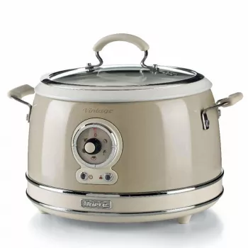 Ariete 2904 Hrniec na ryžu – Elektrický hrniec na ryžu s keramickou misou – Domáce sushi – Multivarič – Vintage Line – 3,5 L – 650 W – Béžová
