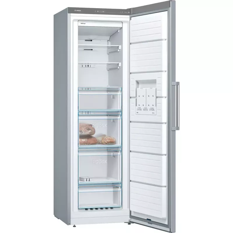 Mraznička Bosch Serie 4 GSN36VLEP — 242 l, NoFrost, trieda E, 39 dB, nerez