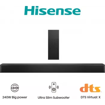 Soundbar Hisense HS2100, 2.1 kanála, 240 W, DTS Virtual:X, Dolby Digital Plus