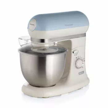 Ariete 1588 Vintage mixér, planetový mixér na chlieb, pizzu, koláče a pečivo, objem 5,5 l, 7 rýchlostí, 2400 Watt, pastelovo modrá