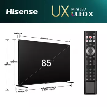 Hisense 85UXNQ 2,16 m (85 palcov) 4K Ultra HD Smart TV Wi-Fi čierna, sivá 700 cd/m²