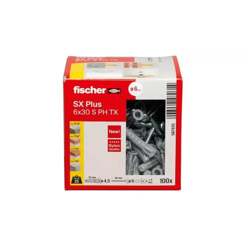 Sada skrutiek a hmoždiniek Fischer 567935 100 kusov nylon 6 mm otvor