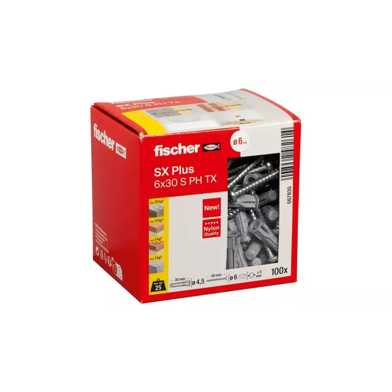Sada skrutiek a hmoždiniek Fischer 567935 100 kusov nylon 6 mm otvor