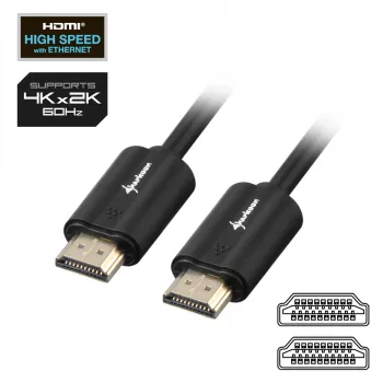 SHARKOON High Speed HDMI kábel – Ultra HD 4k M/m 3 m