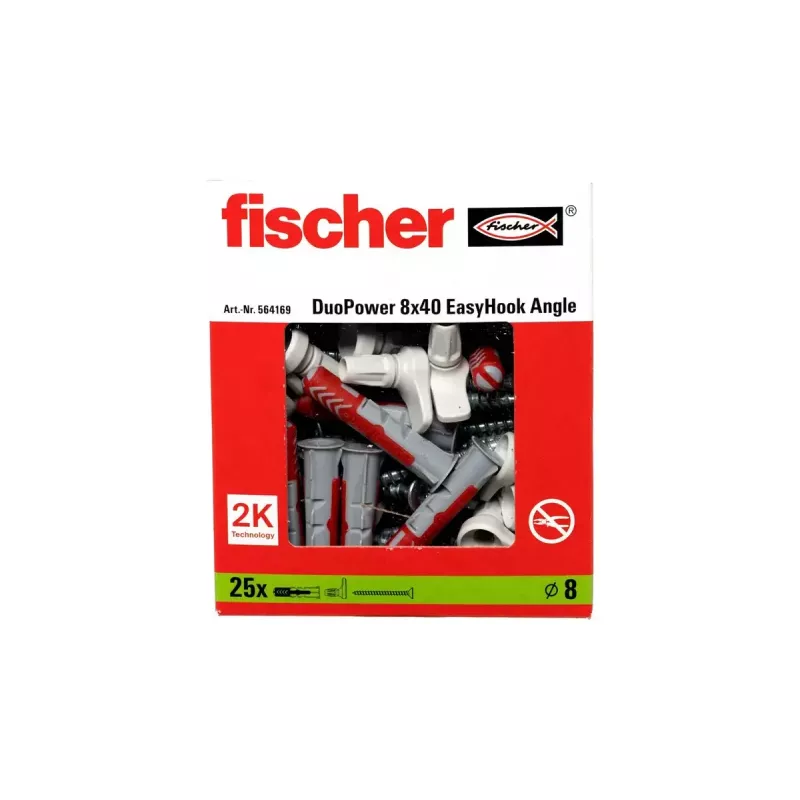 Sada skrutkovacích hákov a hmoždiniek Fischer 564169 25 kusov plast 8 mm