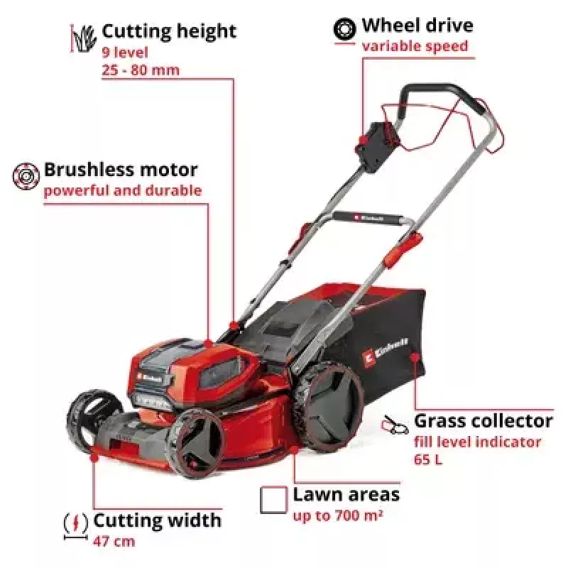 Ručná kosačka Einhell GP-CM 36/47 S Li BL batéria 47 cm 700 m²
