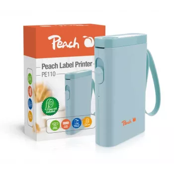 Peach PE110 tlačiareň etikiet, priama termotlač, Bluetooth, integrovaná batéria, modrá