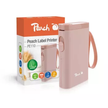Peach PE110 tlačiareň etikiet, priama termotlač, Bluetooth, integrovaná batéria, ružová