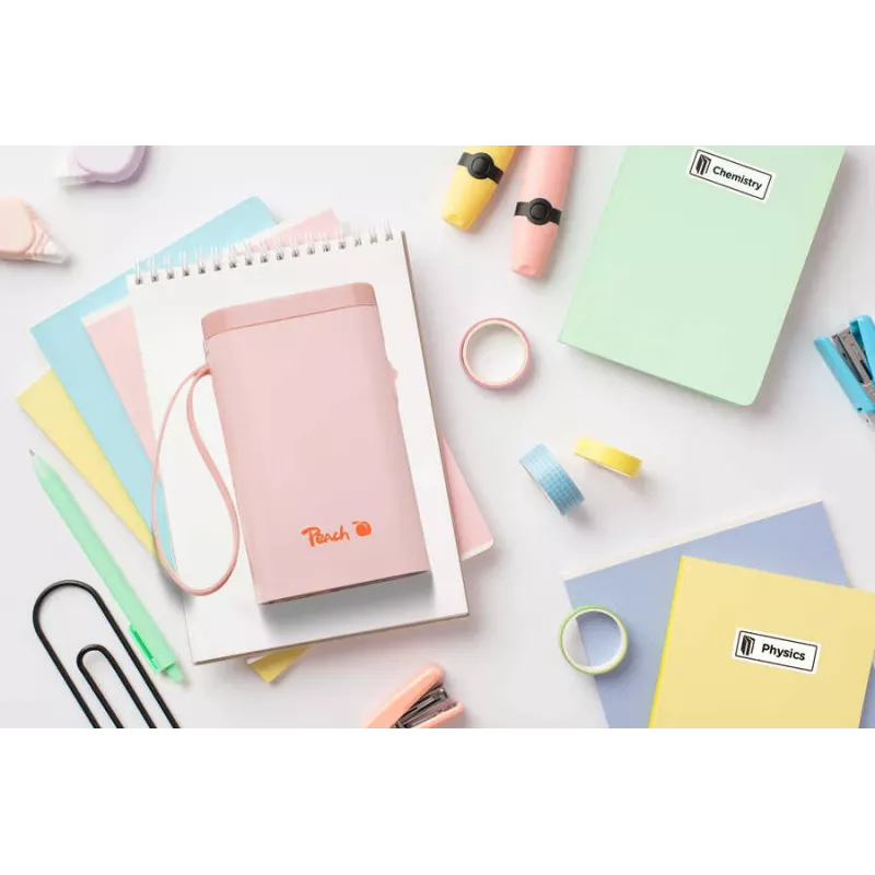 Peach PE110 tlačiareň etikiet, priama termotlač, Bluetooth, integrovaná batéria, ružová