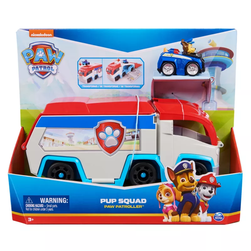 Vozidlo Spin Master PAW Patrol Pup Squad Patroller Team Vehicle so zberateľským autom Chase, od 3 rokov, plast, viacfarebné