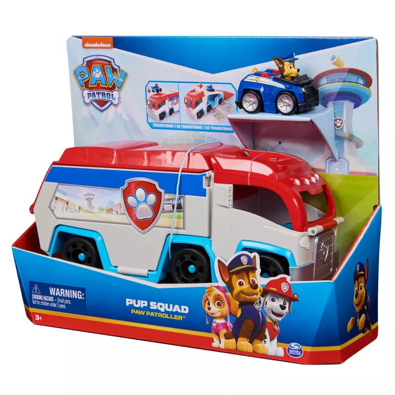 Vozidlo Spin Master PAW Patrol Pup Squad Patroller Team Vehicle so zberateľským autom Chase, od 3 rokov, plast, viacfarebné