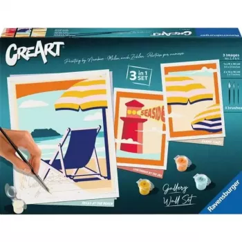 Ravensburger Malset CreArt Gallery Wall Set 'Am Strand' 23901 — maľovacia aktivita s rámovými panelmi