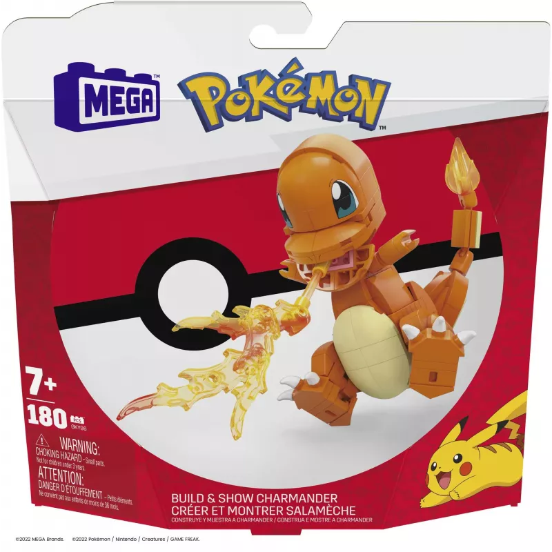 MEGA Pokémon Build & Show Charmander stavebnica, 10 cm vysoká,