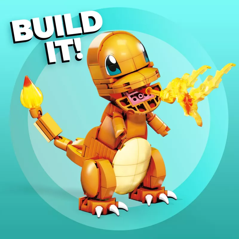 MEGA Pokémon Build & Show Charmander stavebnica, 10 cm vysoká,