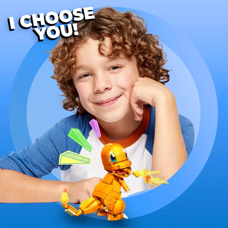 MEGA Pokémon Build & Show Charmander stavebnica, 10 cm vysoká,