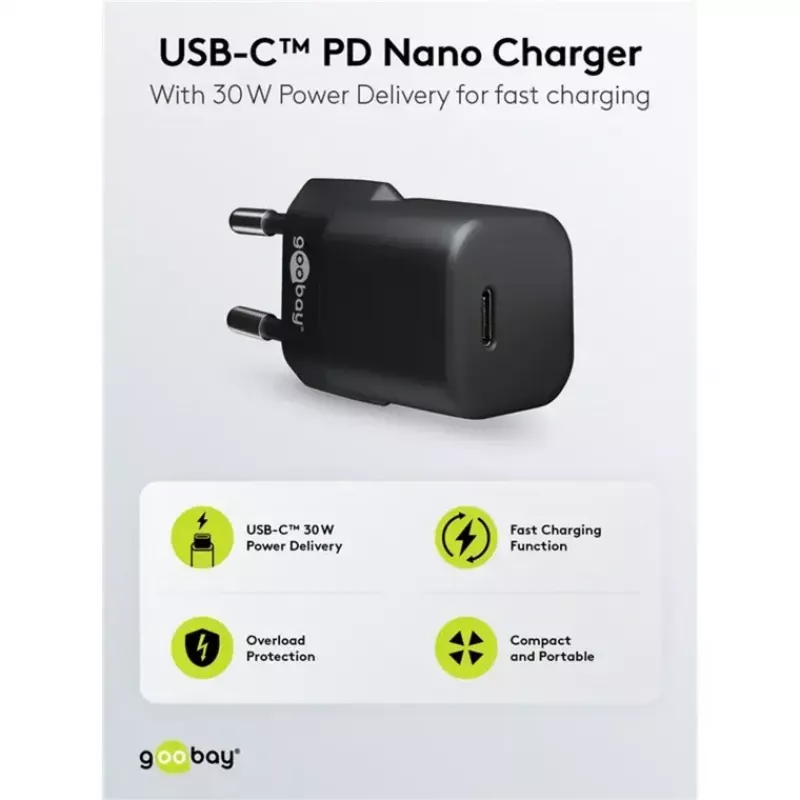 GOOBAY nabíjačka 64574 30W USB‑C PD na Apple Lightning kábel 1 m, čierna