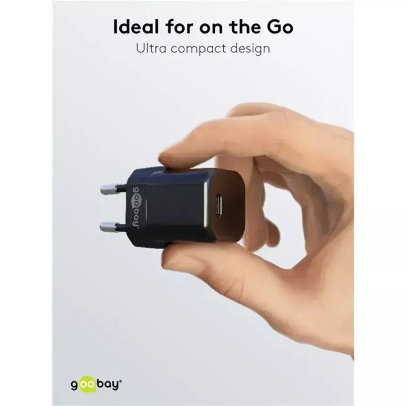 Nabíjačka GOOBAY 61083 20W PD s 1 m káblom — USB-C napájací zdroj, výkon 20 W