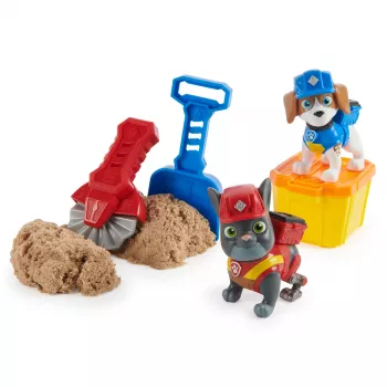 Rubble & Crew, akčné figúrky Charger & Wheeler, s Kinetic Build-It Sand a 2 stavebnými nástrojmi, hračka PAW Patrol pre chlapcov a dievčatá od 3 rokov