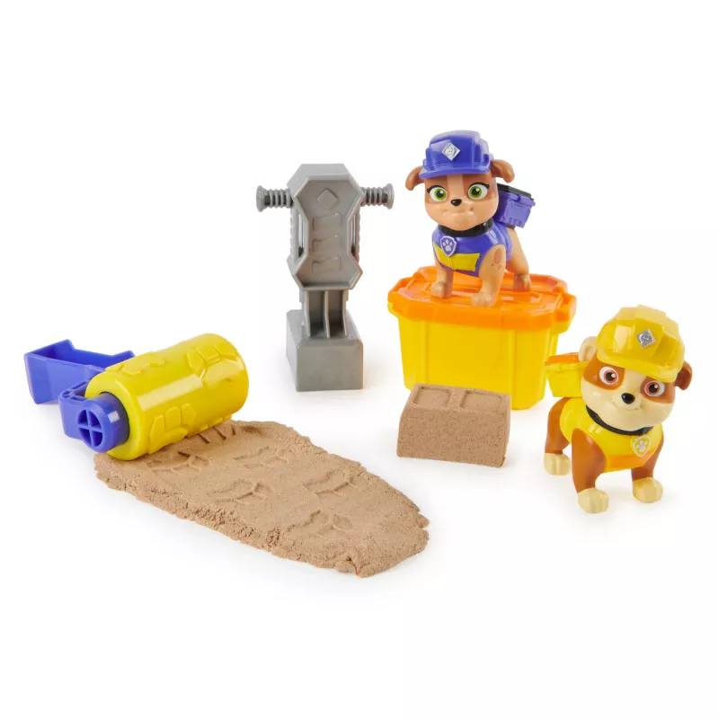 Sada akčných figúrok Usorteret Rubble and Mix s 3 oz Kinetic Build-It Sand a 2 ručnými stavebnými hračkami – vek 3+