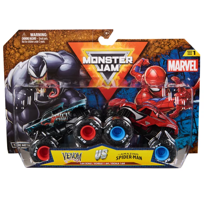 Monster Jam, Marvel Oficiálne nákladné autá Iron Man Vs. War Machine, mierka 1:64, hračka pre chlapcov a dievčatá od 3 rokov