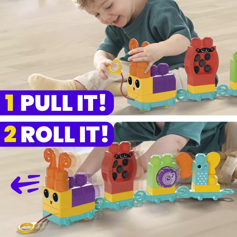 Stavebnica MEGA BLOKS Move 'n Groove Caterpillar od MATTEL — 30 dielov, plast, viacfarebná, od 1 roka