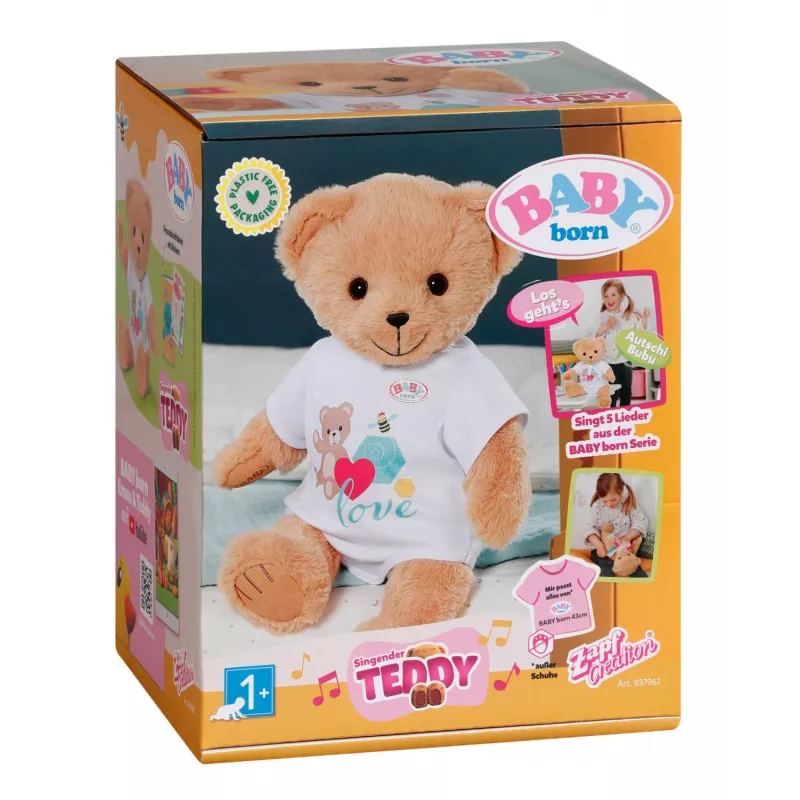 Plušová hračka zapf creation BABY born Singing Teddy 837962 — plušový spievajúci medvedík pre bábiky