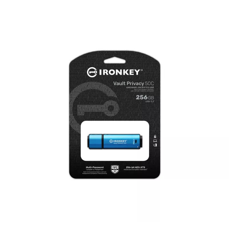 Kingston Technology IronKey 256 GB USB-C Vault Privacy 50C AES-256 šifrovaný, FIPS 197