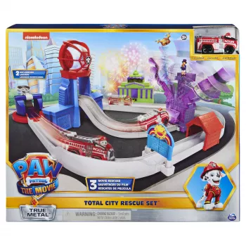 PAW Patrol, True Metal Total City Rescue filmová dráha so exkluzívnym vozidlom Marshall, mierka 1:55, hračka pre deti od 3 rokov