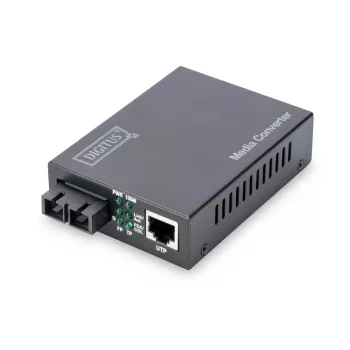 DIGITUS mediálny konvertor, multimode 10/100Base-TX na 100Base-FX, vrát. napájací zdroj SC konektor samec, až do 2 km
