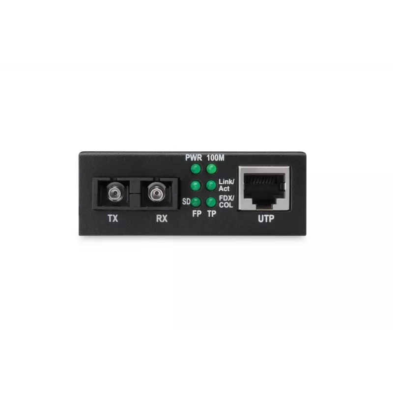 DIGITUS mediálny konvertor, multimode 10/100Base-TX na 100Base-FX, vrát. napájací zdroj SC konektor samec, až do 2 km