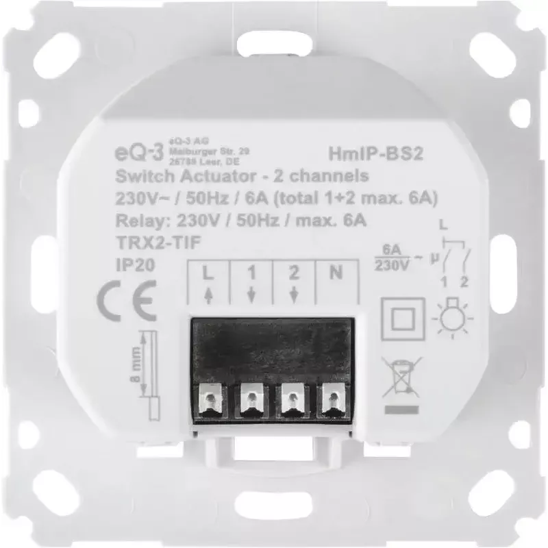 Spínací aktor Homematic IP 156757A0 — 230 V AC, 1380 W, 868,6 MHz