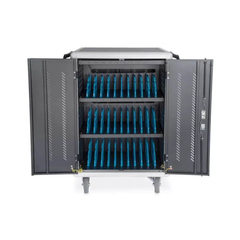 DIGITUS Nabíjací/úložný vozík 15,6 inch USB-C 30 nabíjacích miest PDU ventilátor 1260 x 824 x 650 mm