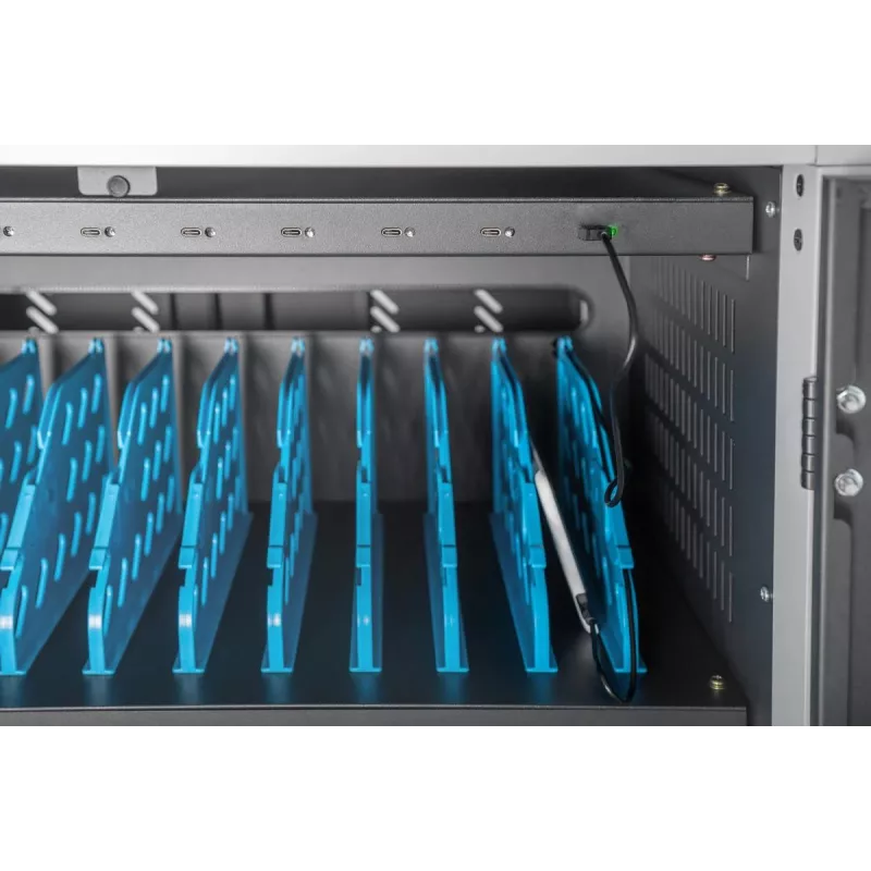 DIGITUS Nabíjací/úložný vozík 15,6 inch USB-C 30 nabíjacích miest PDU ventilátor 1260 x 824 x 650 mm