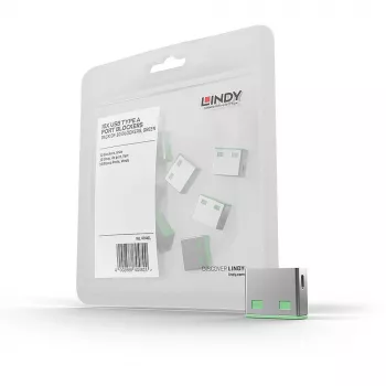 Lindy USB port blocker (bez kľúča) – balenie 10 ks, farebný kód: zelená