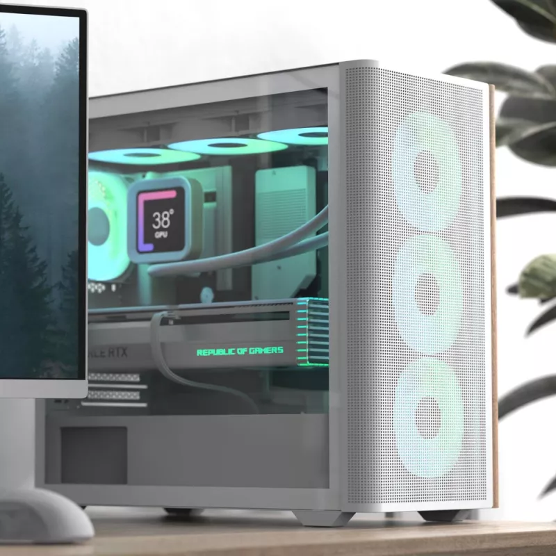Mini Tower PC Aerocool D301A čierna drevo ATX napájací zdroj