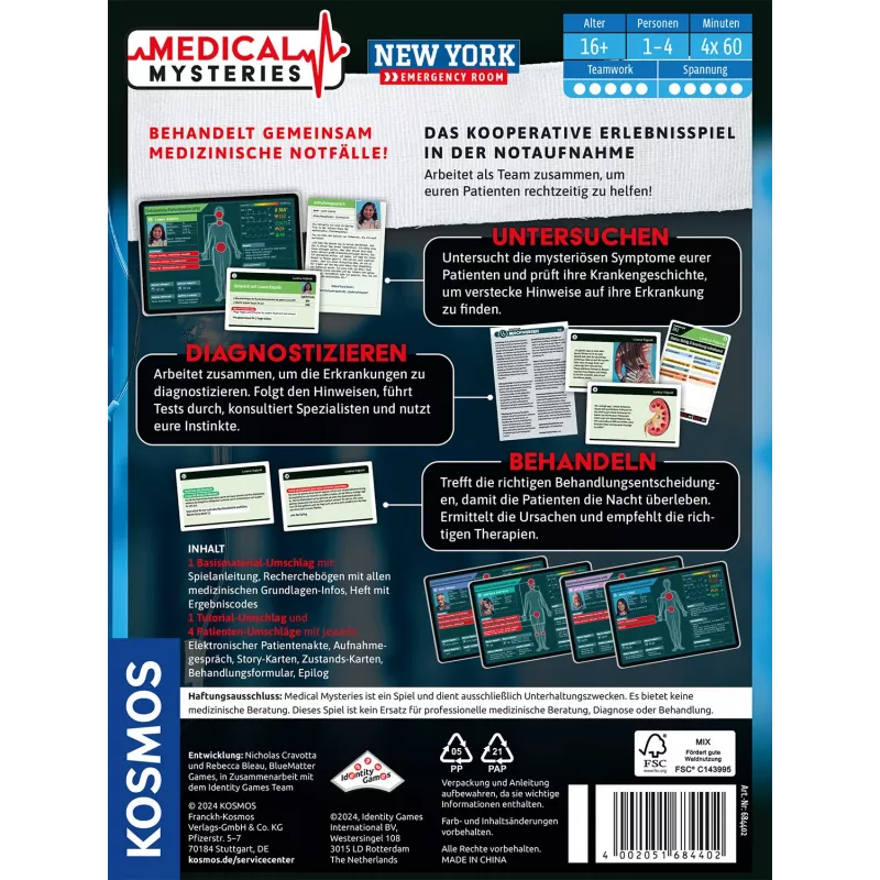 Kosmos Medical Mysteries - New York Emergency Room 60 min stolová hra dedukčná