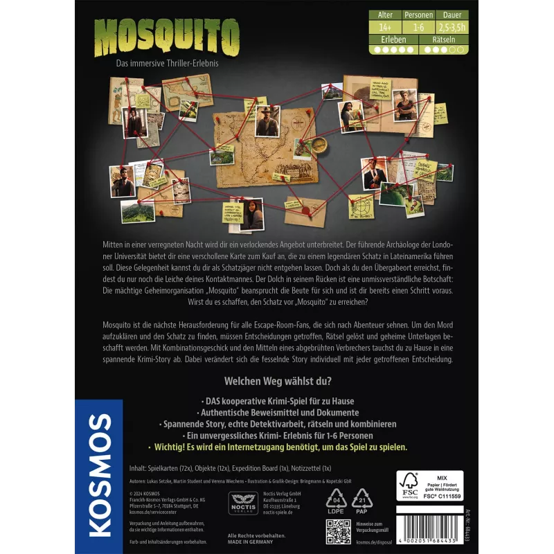 Kosmos Masters of Crime: Mosquito 210 min stolová hra cestovná/dobrodružná