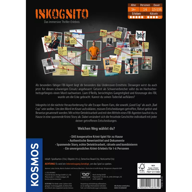 Kosmos Masters of Crime - Inkognito 150 min stolová hra detektívna