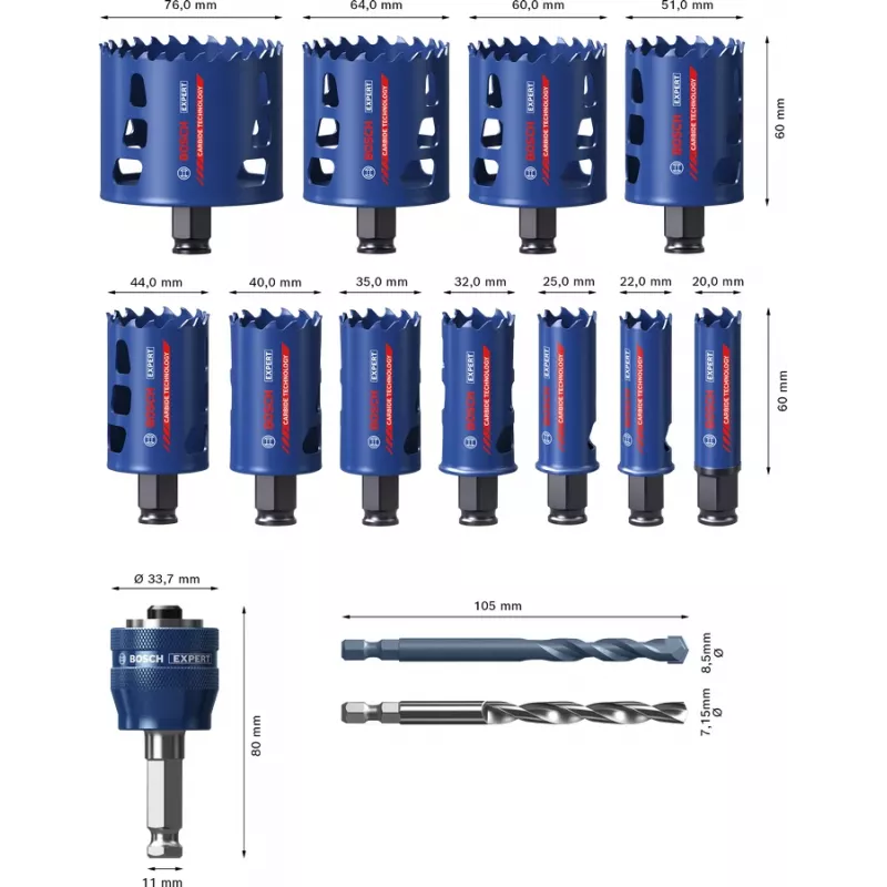 Bosch 2 608 900 447 Expert Tough Material sada vŕtacích korunok, 14 ks, 20–76 mm