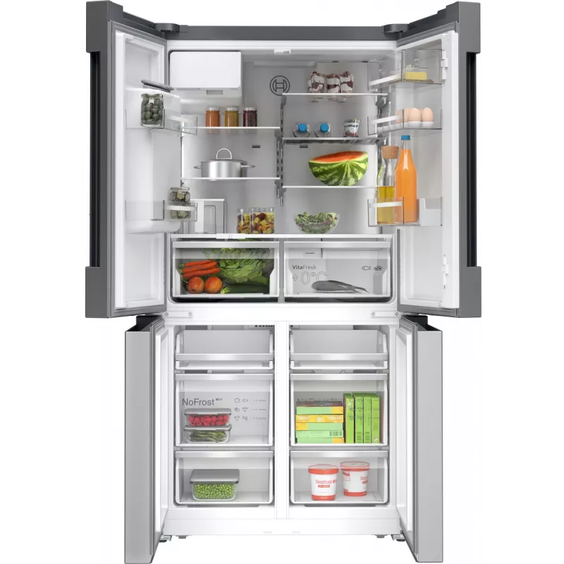 Bosch Serie 6 KFI96APEA chladnička s mrazničkou French Door, 574 l (375 l chladnička + 199 l mraznička), energetická trieda E, Home Connect, kefovaná nehrdzavejúca oceľ