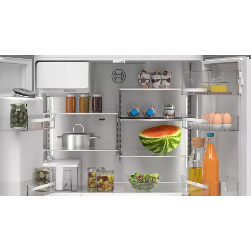 Bosch Serie 6 KFI96APEA chladnička s mrazničkou French Door, 574 l (375 l chladnička + 199 l mraznička), energetická trieda E, Home Connect, kefovaná nehrdzavejúca oceľ