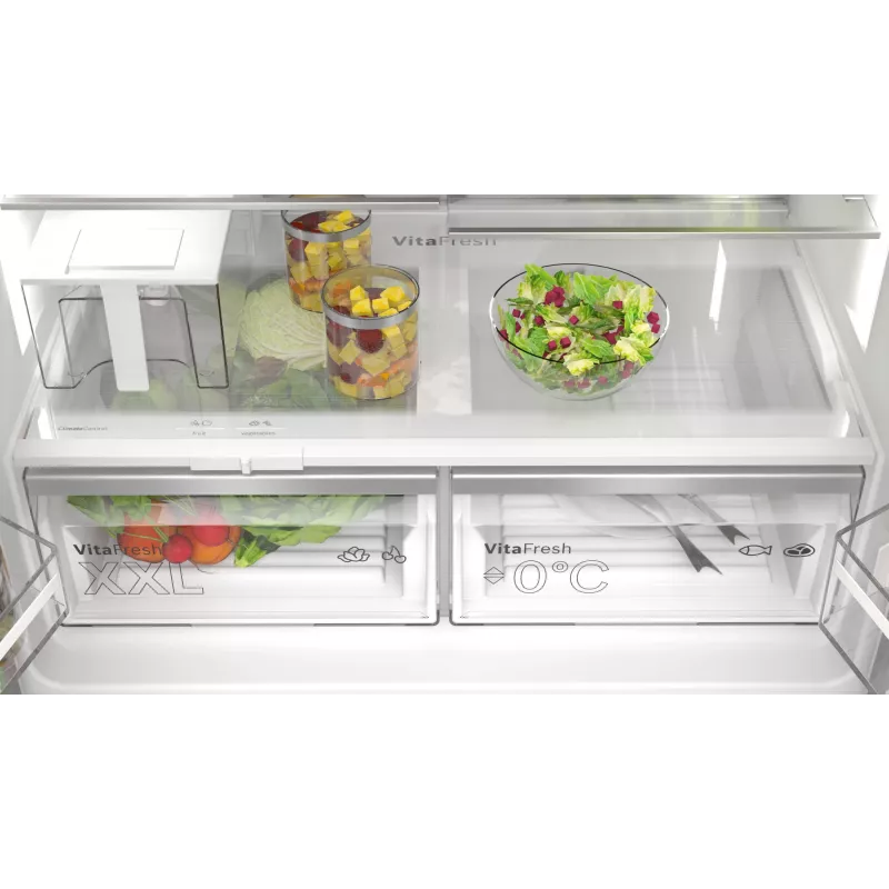 Bosch Serie 6 KFI96APEA chladnička s mrazničkou French Door, 574 l (375 l chladnička + 199 l mraznička), energetická trieda E, Home Connect, kefovaná nehrdzavejúca oceľ