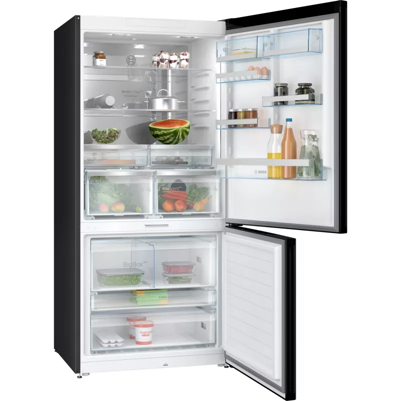 Bosch Serie 8 KGP86AXB0N voľne stojaca chladnička s mrazničkou, 621 l (419 l chladnička + 202 l mraznička), energetická trieda B, 186 cm, Home Connect, čierna nehrdzavejúca oceľ