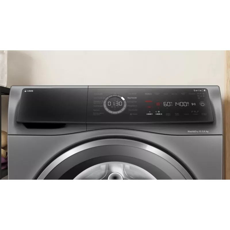 Bosch Serie 8 WNC254AS0 práčka so sušičkou voľne stojaca s predným plnením nerez