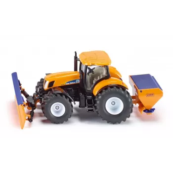 Siku traktor s radlicou a rozmetadlom soli, model traktora, zmontovaný, 1:50, kov, plast, 3 rok(y), čierna, modrá, oranžová