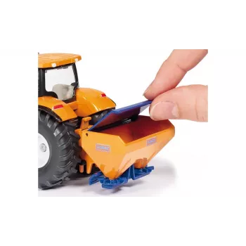 Siku traktor s radlicou a rozmetadlom soli, model traktora, zmontovaný, 1:50, kov, plast, 3 rok(y), čierna, modrá, oranžová