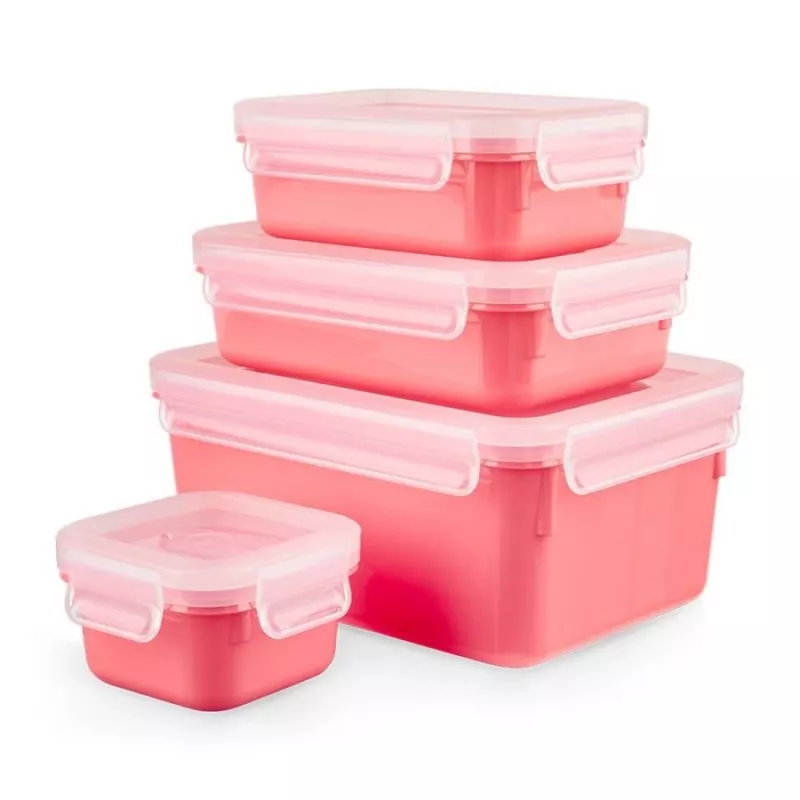 EMSA Clip & Close obdĺžniková sada koralová 4 ks