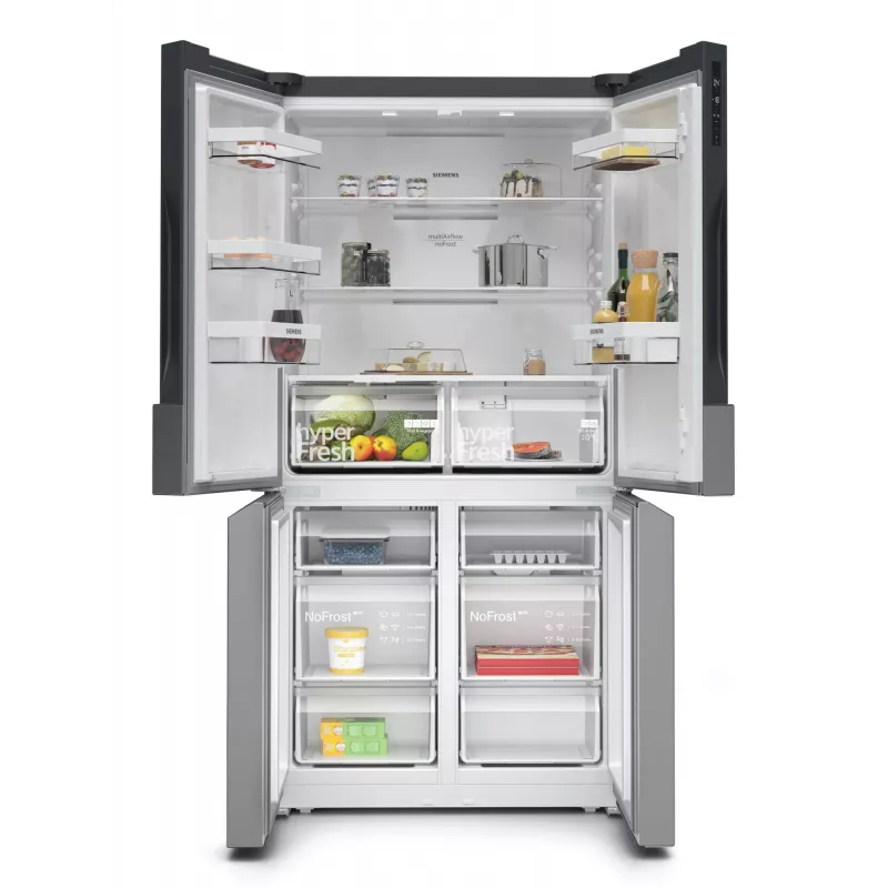 Siemens iQ300 KF96NVPEA chladnička s mrazničkou side-by-side French Door, 605 l (405 l + 200 l), strieborná